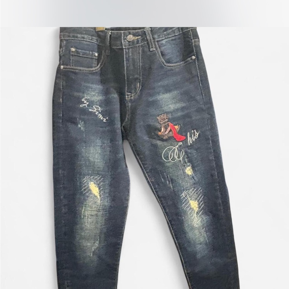 DSQUARED2 Dark Blue Skinny Jeans with Embroidery